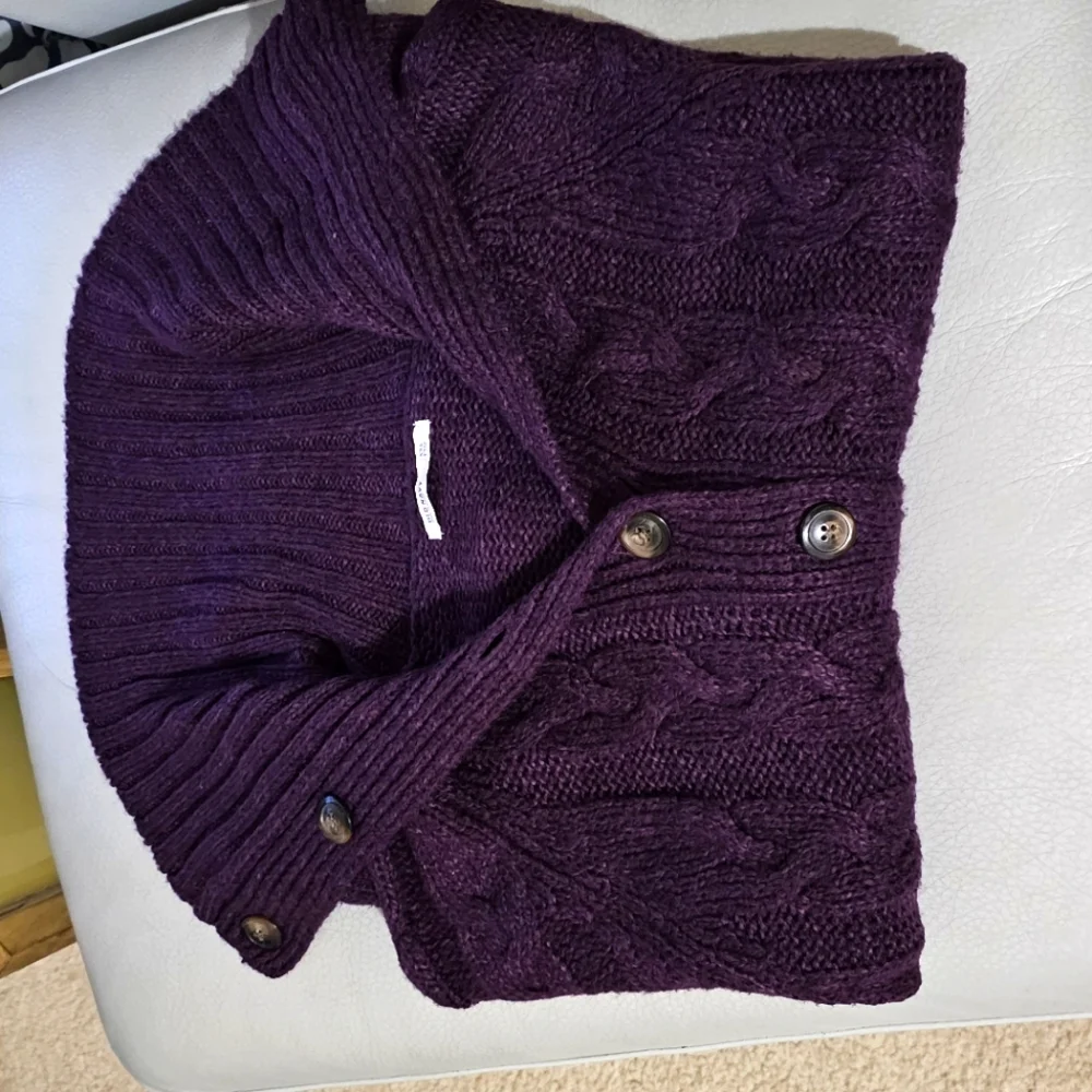 Old Navy Womens Purple Sweater Poncho Size XXL Cable Knit Button Sides Cardigan - Picture 10 of 10